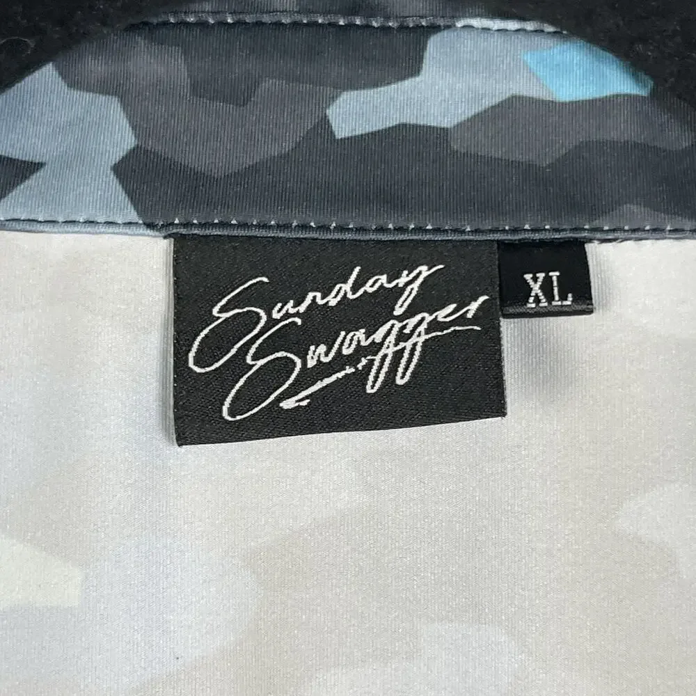 Sunday Swagger Golf Polo Shirt Mens XL Blue Camo Short Sleeve Performance - Picture 5 of 12